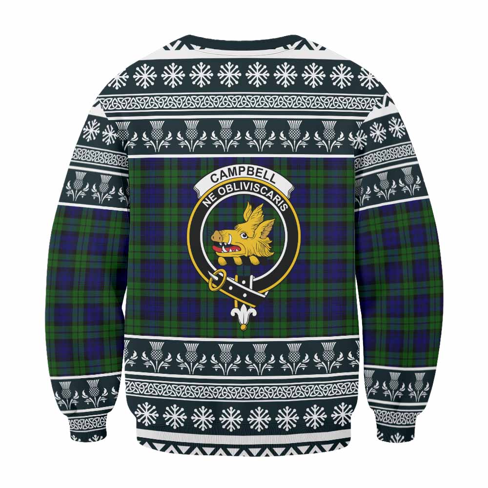 Campbell Clan Tartan Christmas Sweatshirt with Family Crest - Tartan Vibes Clothing