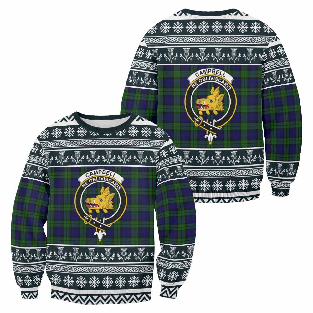 Campbell Clan Tartan Christmas Sweatshirt with Family Crest - Tartan Vibes Clothing