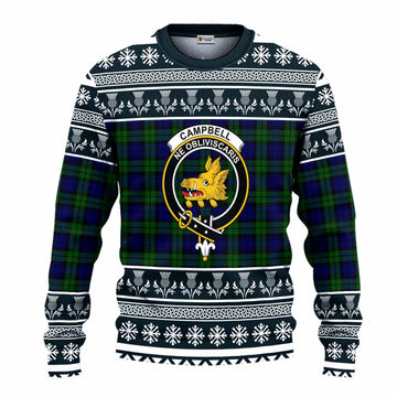 Campbell Clan Tartan Christmas Ugly Sweater with Family Crest