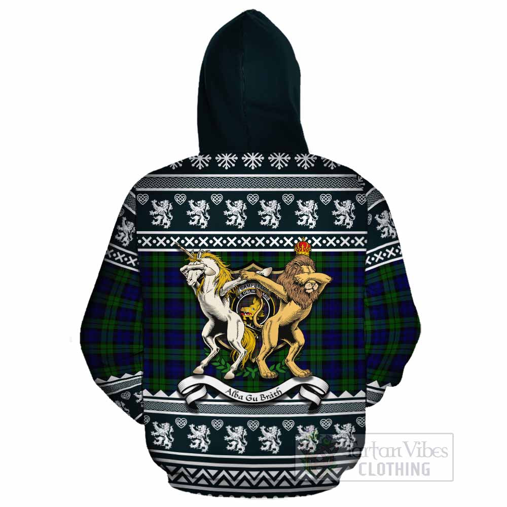 Campbell Clan Tartan Crest Christmas Cotton Hoodie Coat of Arms Funny Style - Tartan Vibes Clothing