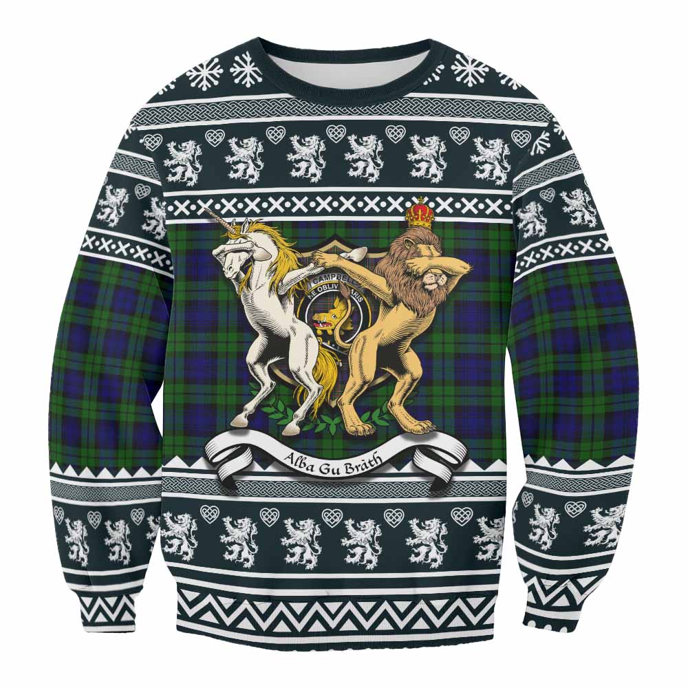 Campbell Clan Tartan Crest Christmas Sweatshirt Coat of Arms Funny Style - Tartan Vibes Clothing