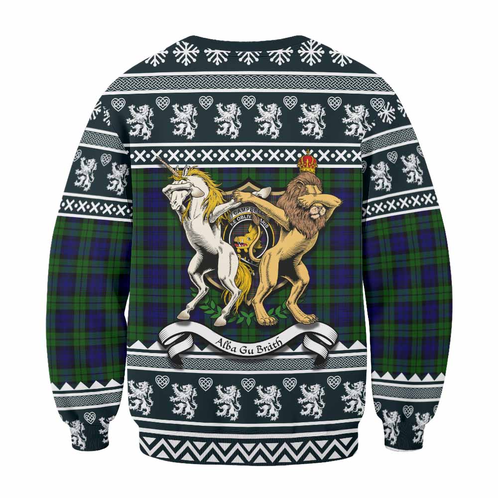 Campbell Clan Tartan Crest Christmas Sweatshirt Coat of Arms Funny Style - Tartan Vibes Clothing