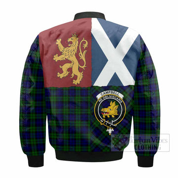 Campbell Crest Tartan Bomber Jacket with Lion Rampant Saltire Style