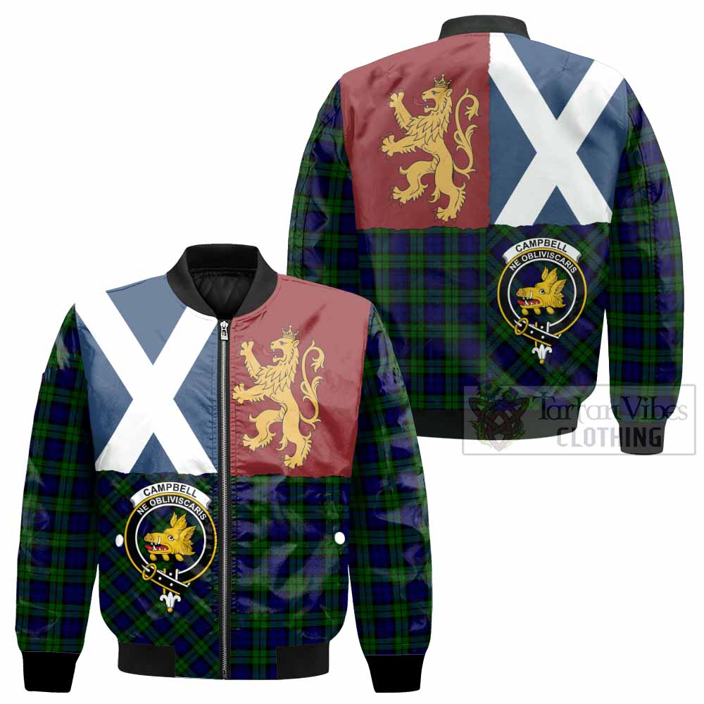 Campbell Crest Tartan Bomber Jacket with Lion Rampant Saltire Style