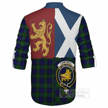 Campbell Crest Tartan Ghillie Shirt with Lion Rampant Saltire Style