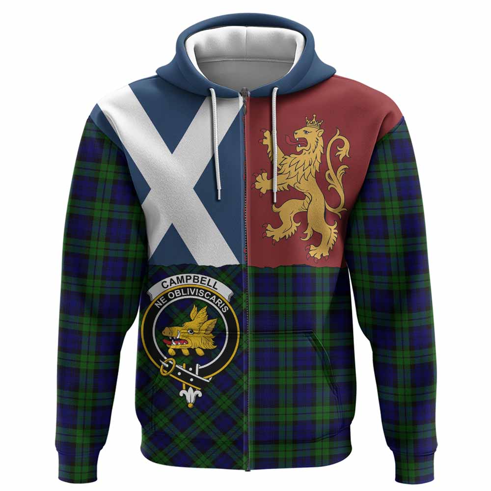 Campbell Crest Tartan Hoodie with Lion Rampant Saltire Style