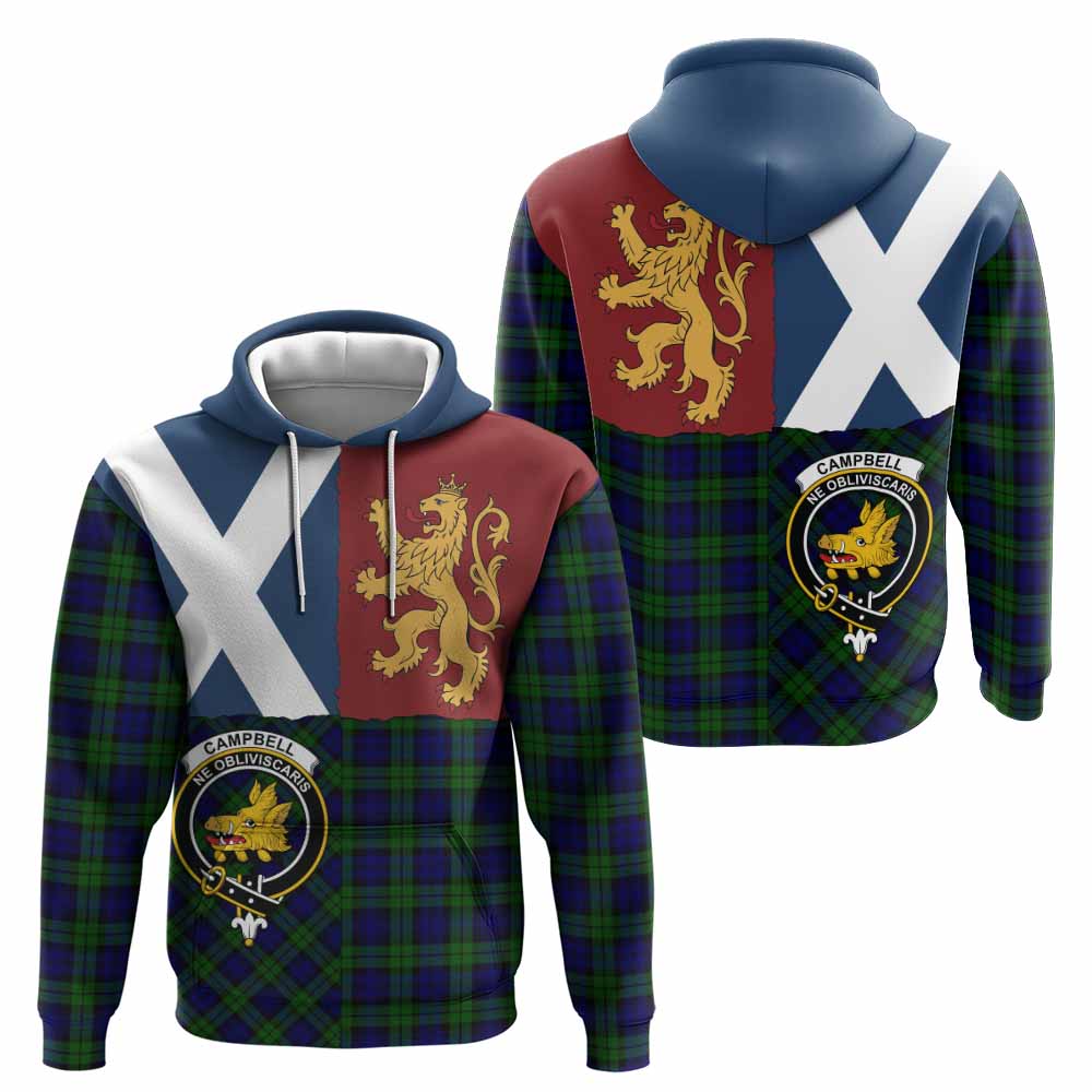 Campbell Crest Tartan Hoodie with Lion Rampant Saltire Style
