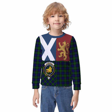 Campbell Crest Tartan Kid Knitted Sweatshirt with Lion Rampant Saltire Style