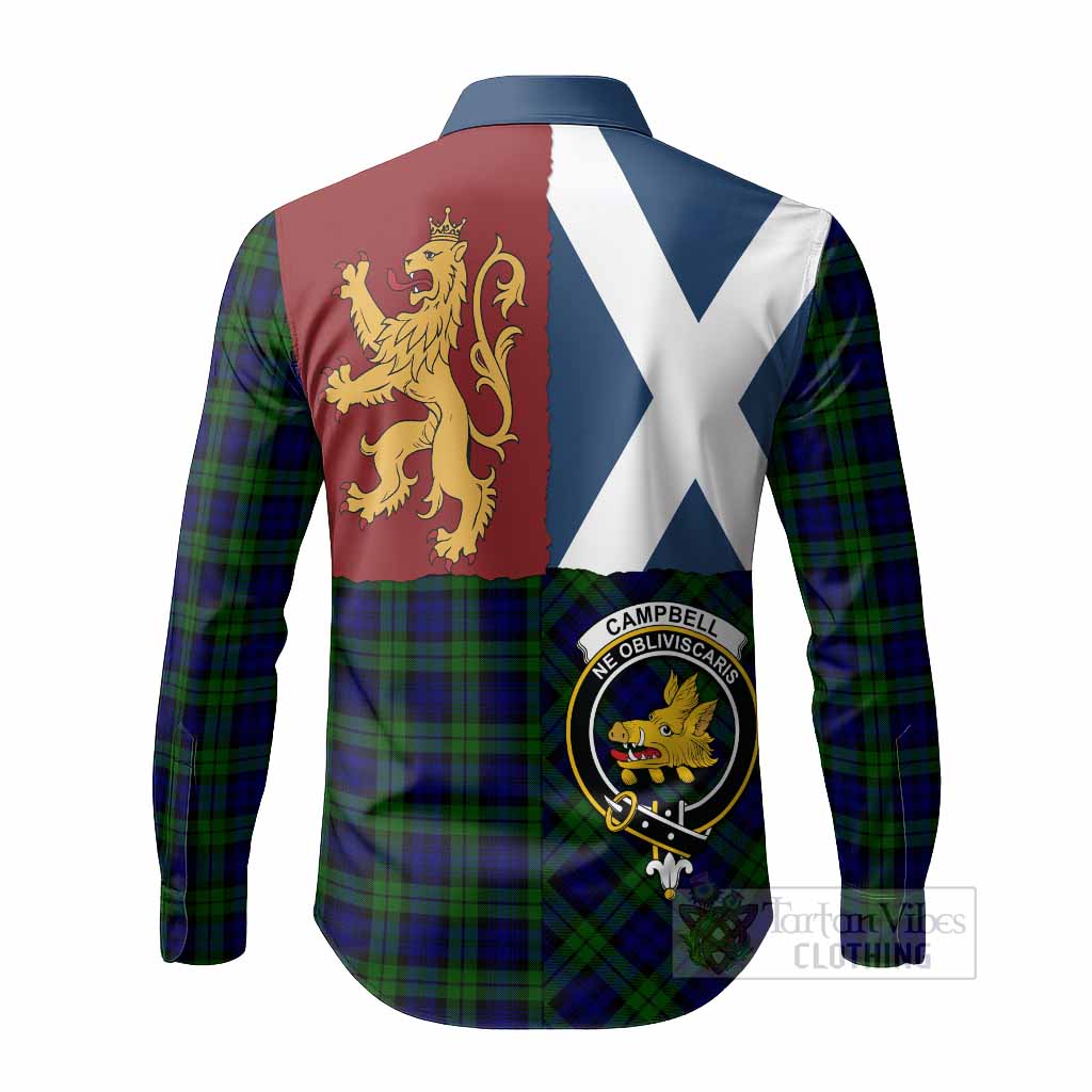 Campbell Crest Tartan Long Sleeve Button Shirts with Lion Rampant Saltire Style