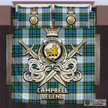 Campbell Dress Tartan Bedding Set with Clan Crest and the Golden Sword of Courageous Legacy