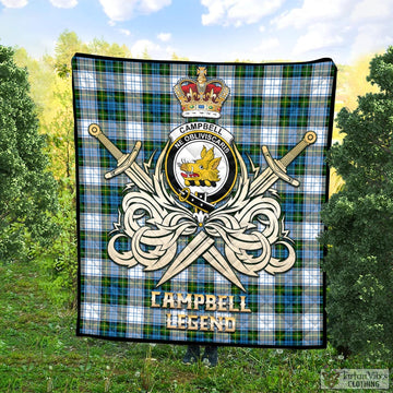 Campbell Dress Tartan Quilt with Clan Crest and the Golden Sword of Courageous Legacy