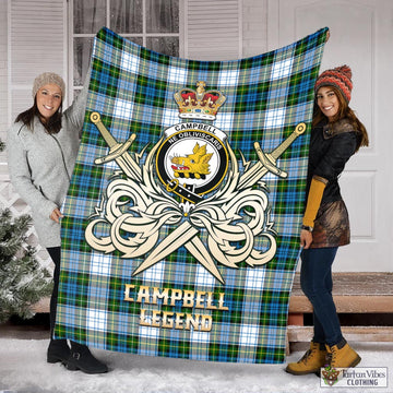 Campbell Dress Tartan Blanket with Clan Crest and the Golden Sword of Courageous Legacy