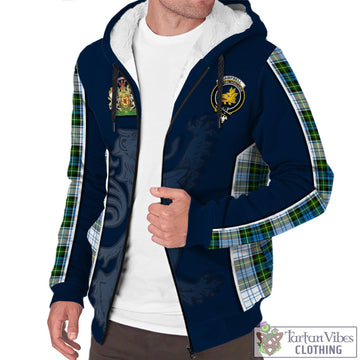Campbell Dress Tartan Sherpa Hoodie with Family Crest and Lion Rampant Vibes Sport Style