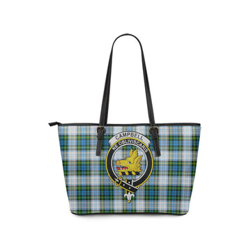 Campbell Dress Tartan Leather Tote Bag with Family Crest