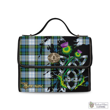 Campbell Dress Tartan Waterproof Canvas Bag with Scotland Map and Thistle Celtic Accents