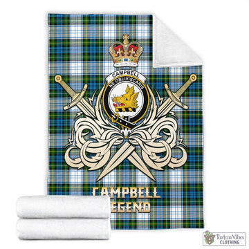 Campbell Dress Tartan Blanket with Clan Crest and the Golden Sword of Courageous Legacy