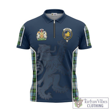 Campbell Dress Tartan Zipper Polo Shirt with Family Crest and Lion Rampant Vibes Sport Style