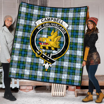 Campbell Dress Tartan Quilt with Family Crest