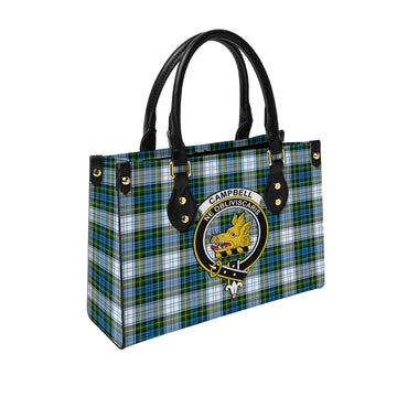 Campbell Dress Tartan Leather Bag with Family Crest