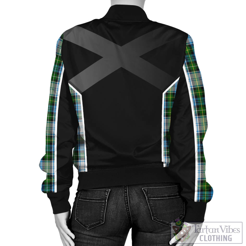 Tartan Vibes Clothing Campbell Dress Tartan Bomber Jacket with Family Crest and Scottish Thistle Vibes Sport Style