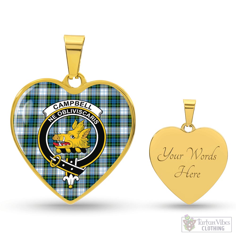 Tartan Vibes Clothing Campbell Dress Tartan Heart Necklace with Family Crest