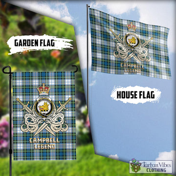 Campbell Dress Ancient Tartan Flag with Clan Crest and the Golden Sword of Courageous Legacy