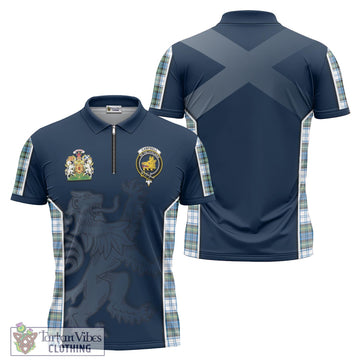 Campbell Dress Ancient Tartan Zipper Polo Shirt with Family Crest and Lion Rampant Vibes Sport Style