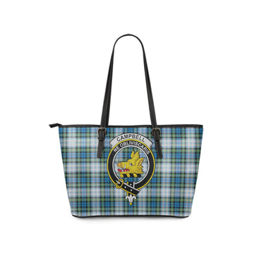 Campbell Dress Ancient Tartan Leather Tote Bag with Family Crest