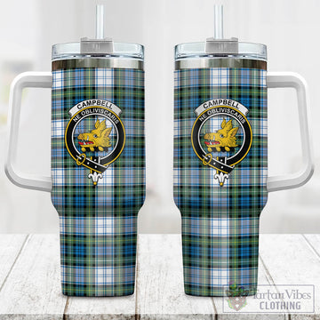 Campbell Dress Ancient Tartan and Family Crest Tumbler with Handle