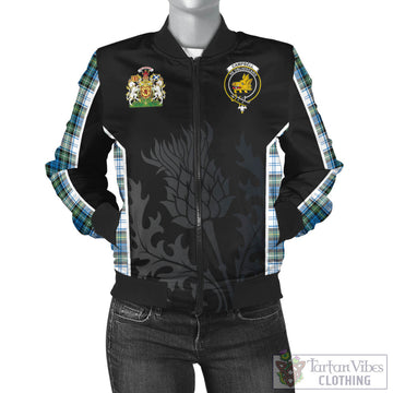 Campbell Dress Ancient Tartan Bomber Jacket with Family Crest and Scottish Thistle Vibes Sport Style