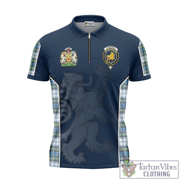 Campbell Dress Ancient Tartan Zipper Polo Shirt with Family Crest and Lion Rampant Vibes Sport Style