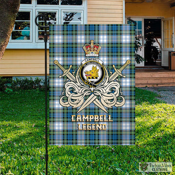 Campbell Dress Ancient Tartan Flag with Clan Crest and the Golden Sword of Courageous Legacy