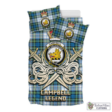 Campbell Dress Ancient Tartan Bedding Set with Clan Crest and the Golden Sword of Courageous Legacy