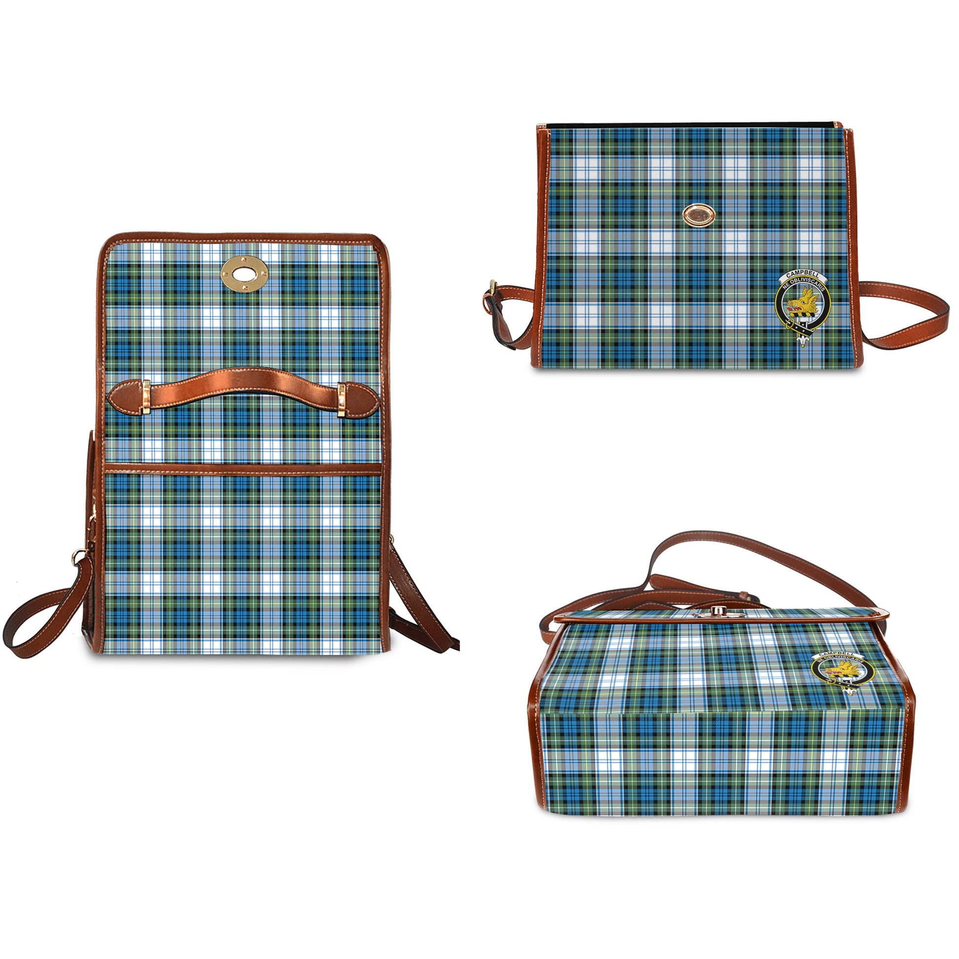 campbell-dress-ancient-tartan-leather-strap-waterproof-canvas-bag-with-family-crest