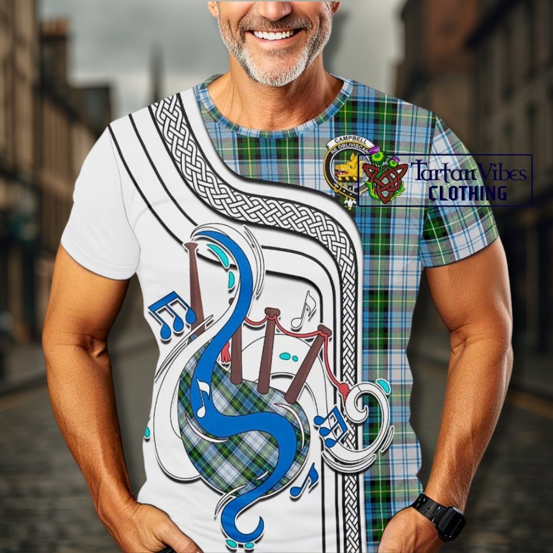 Campbell Dress Tartan T-Shirt with Epic Bagpipe