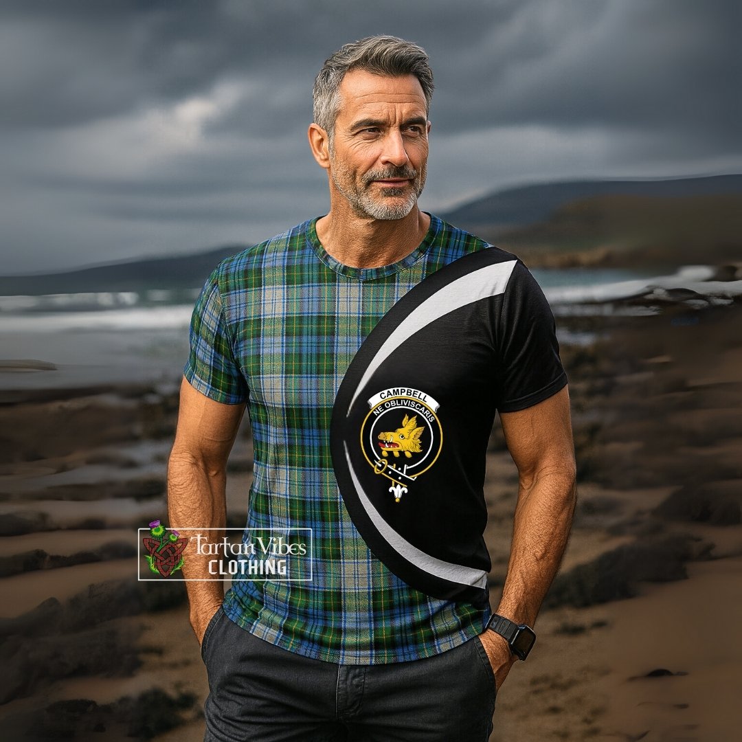 Campbell of Breadalbane Modern Tartan T-Shirt with Family Crest Circle