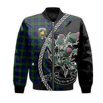 Campbell Family Crest Tartan Bomber Jacket Alba Thistle Inspired