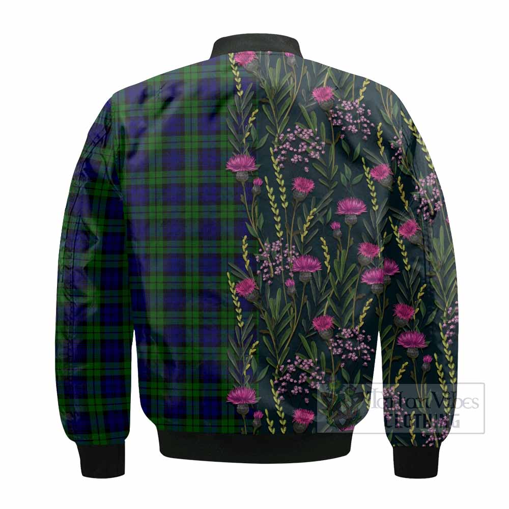 Campbell Family Crest Tartan Bomber Jacket Scottish Thistle Flower Pattern Half Style - Tartan Vibes Clothing