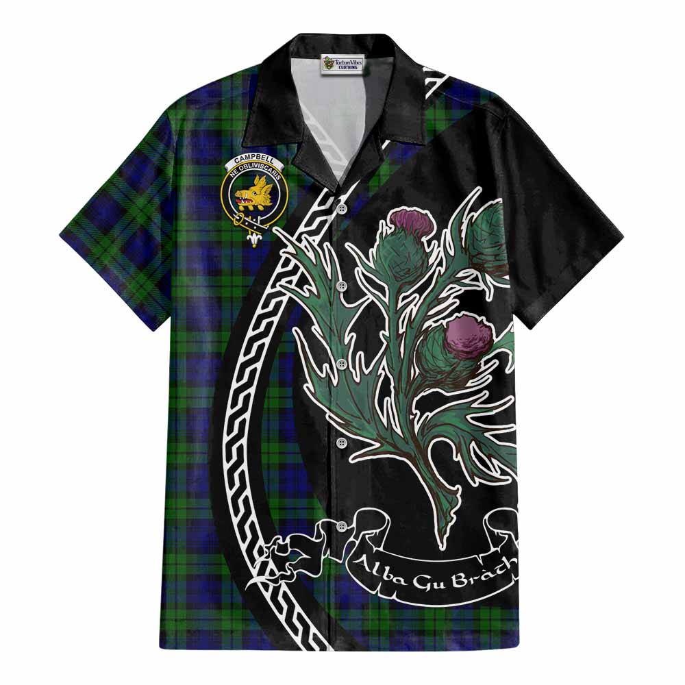 Campbell Family Crest Tartan Cotton Hawaiian Shirt Alba Thistle Inspired - Tartan Vibes Clothing