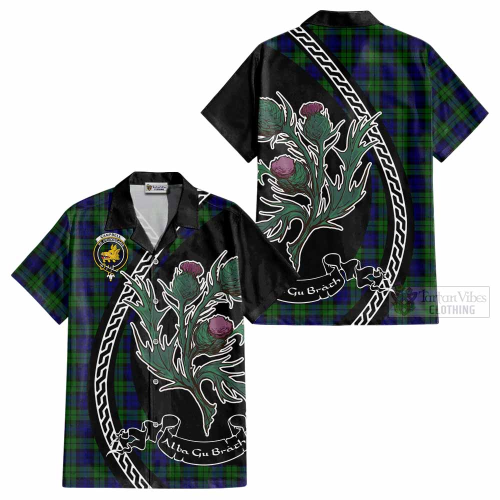 Campbell Family Crest Tartan Cotton Hawaiian Shirt Alba Thistle Inspired - Tartan Vibes Clothing