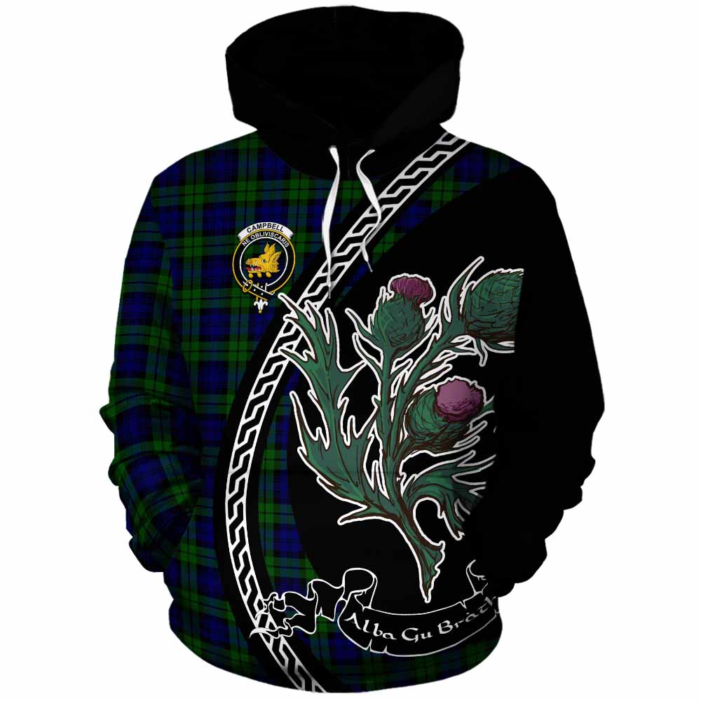 Campbell Family Crest Tartan Cotton Hoodie Alba Thistle Inspired - Tartan Vibes Clothing