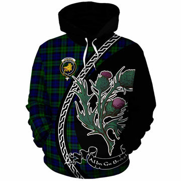 Campbell Family Crest Tartan Cotton Hoodie Alba Thistle Inspired