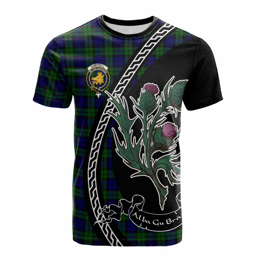 Campbell Family Crest Tartan Cotton T-shirt Alba Thistle Inspired - Tartan Vibes Clothing