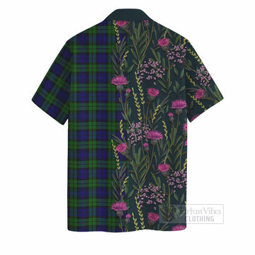 Campbell Family Crest Tartan Hawaiian Shirt Scottish Thistle Flower Pattern Half Style - Tartan Vibes Clothing