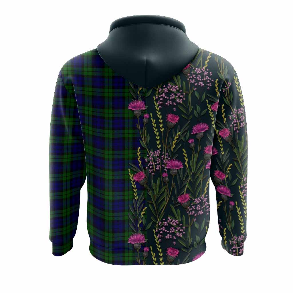 Campbell Family Crest Tartan Hoodie Scottish Thistle Flower Pattern Half Style - Tartan Vibes Clothing