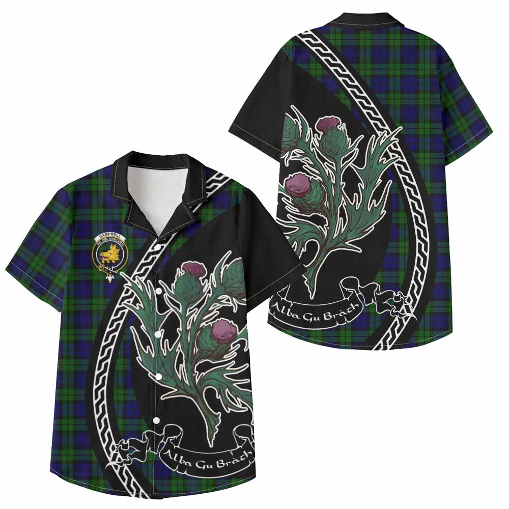 Campbell Family Crest Tartan Kid Hawaiian Shirt Alba Thistle Inspired - Tartan Vibes Clothing