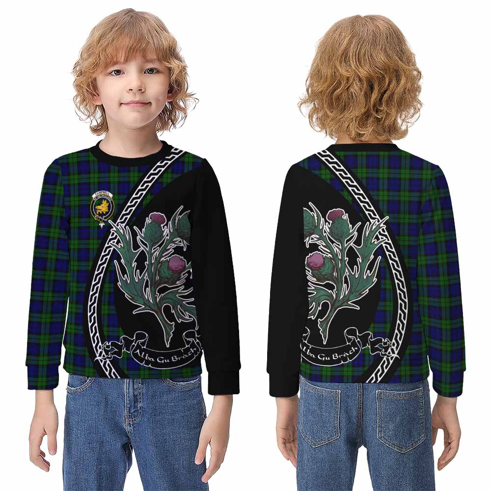 Campbell Family Crest Tartan Kid Knitted Sweatshirt Alba Thistle Inspired - Tartan Vibes Clothing