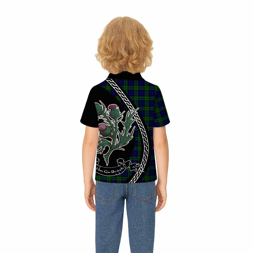 Campbell Family Crest Tartan Kid Polo Shirt Alba Thistle Inspired - Tartan Vibes Clothing