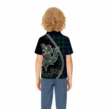 Campbell Family Crest Tartan Kid Polo Shirt Alba Thistle Inspired - Tartan Vibes Clothing