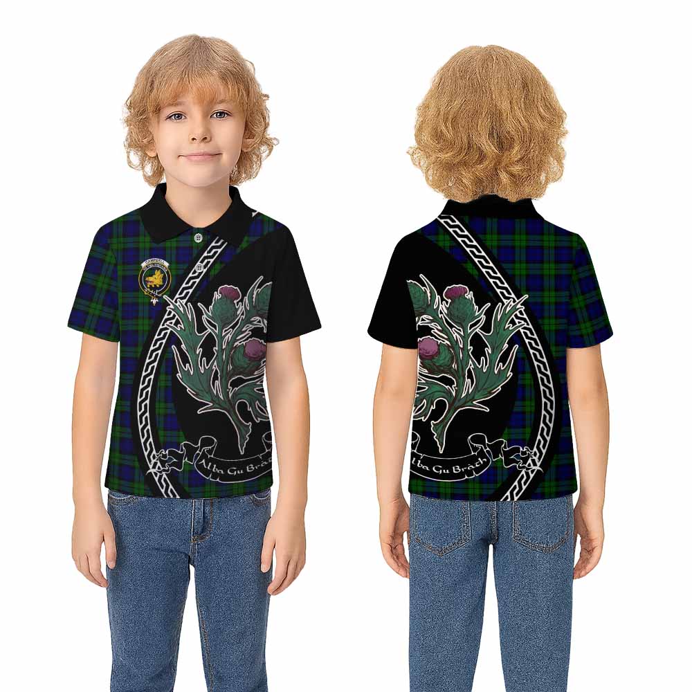 Campbell Family Crest Tartan Kid Polo Shirt Alba Thistle Inspired - Tartan Vibes Clothing